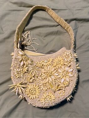 Chartreuse beaded handbag